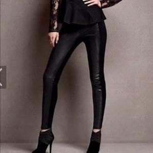 Victoria’s Secret Pink Pleather Front Cotton Back Black Leggings Sz. L